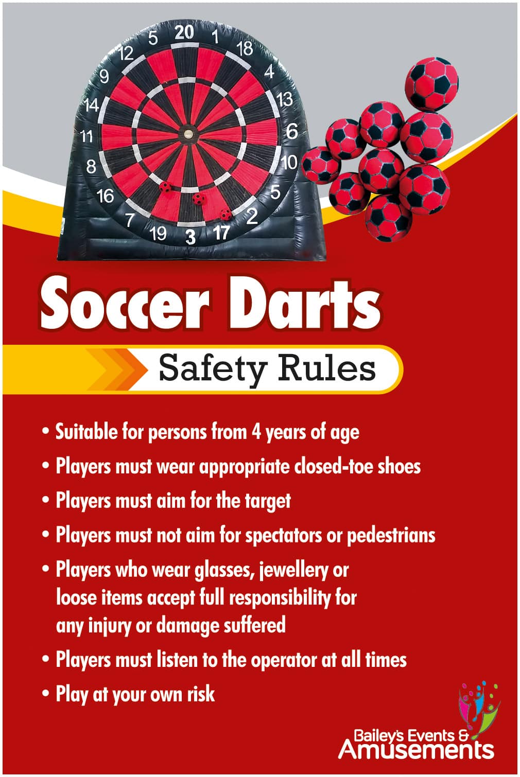 Soccer Darts Saftey Sign